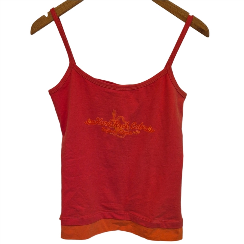 Hard Rock Cafe Women's Pink and Orange Camisole From Caymen Islands